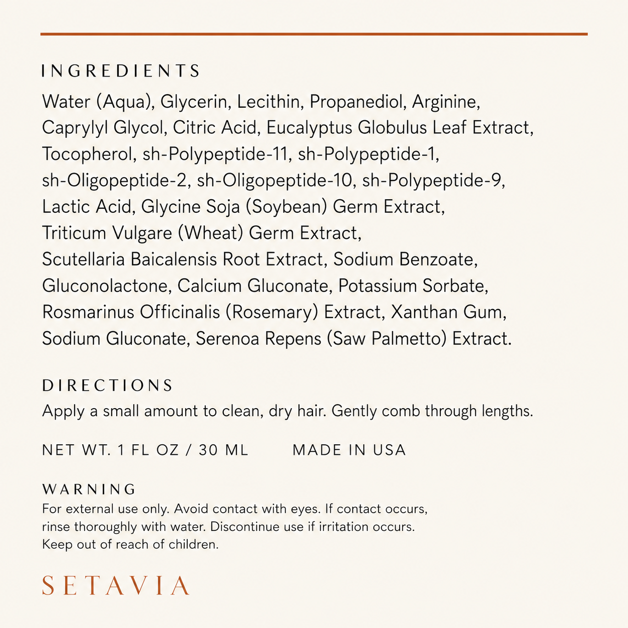 Setavia Peptide Hair Serum